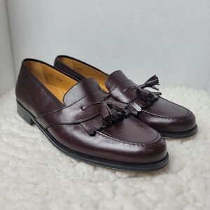 Massimo Emporio Tassel Loafers Mens 10.5 Burgundy Leather Made in Spain Unworn